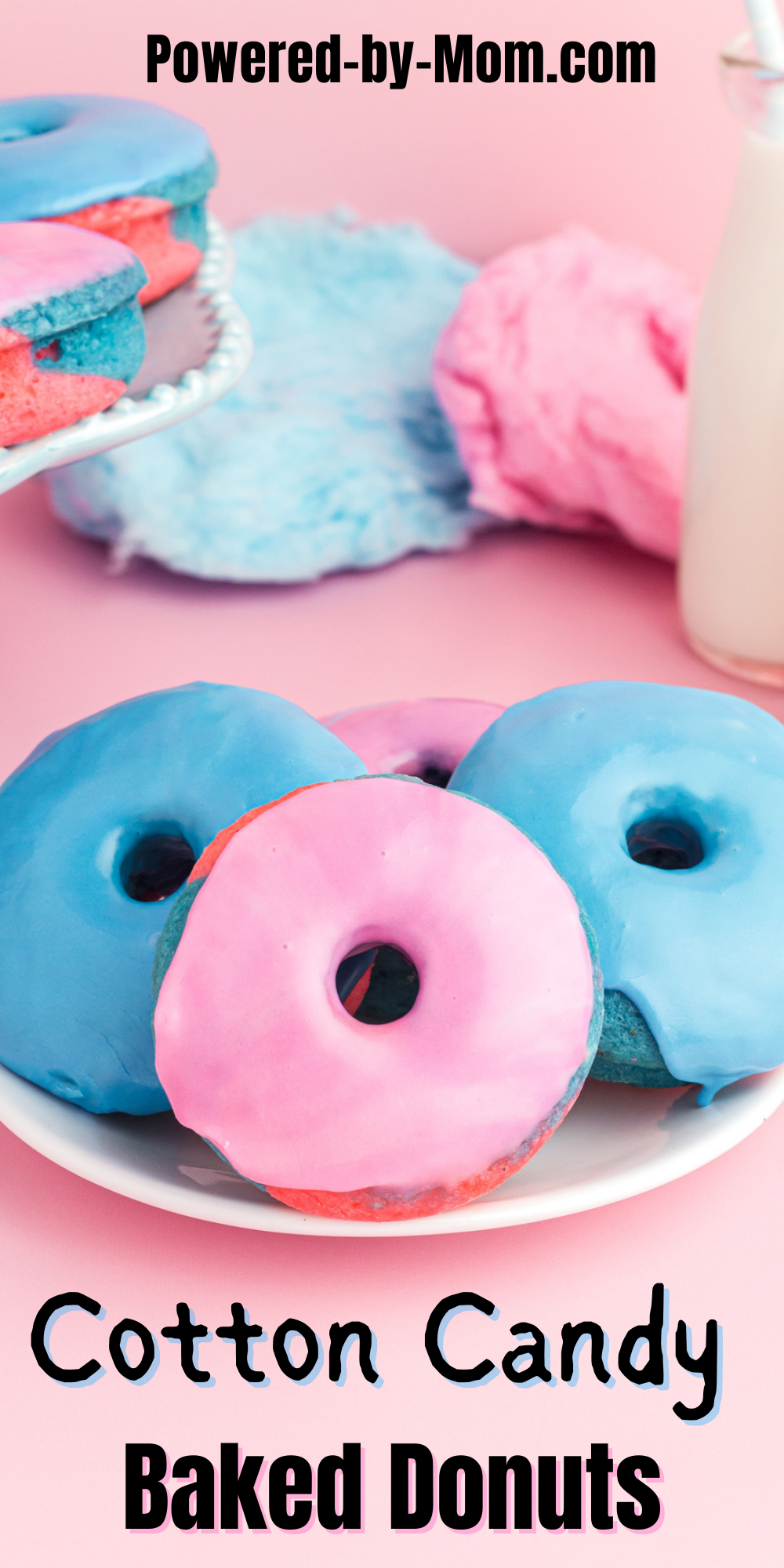 These cotton candy donuts make for a fluffy baked donuts recipe that is easy to make, full of flavor and can be ready in an hour or less! The cotton candy extract and glaze make these donuts scrumptious, colorful and pretty to look at too! Get the recipe now. 